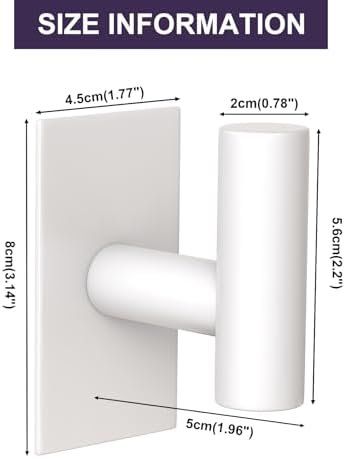 VAEHOLD Wall Towel Hooks, Heavy Duty Sticky Holder Waterproof Towel Hooks for Hanging Coat, Clothes, Closet Hook Wall Mount for Kitchen (White, 2 Pack) - Image 6