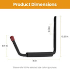 6 Pack Garage Hooks Heavy Duty, Utility Steel Hooks with EVA Foam Padding, 15inch Wall Mount J Organizer Hanger for Hanging Bikes Kayak Garden Tool Hose Bike Shelf - Image 2