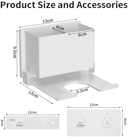 Hair Dryer Holder Wall Mount Metal Hair Tool Organizer Self Adhesive/Screw - Image 4