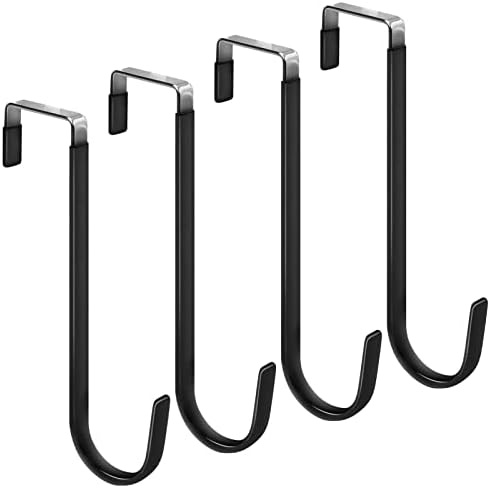 FYY Over the Door Hooks, Single-Hanger 4 Pack, Fits Doors 1.6" Black by FYY