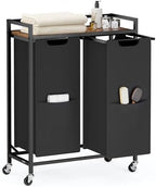VASAGLE Laundry Sorter 2 Section, Rolling Cart with Shelf 29 Gal. (110 L) by Unknown