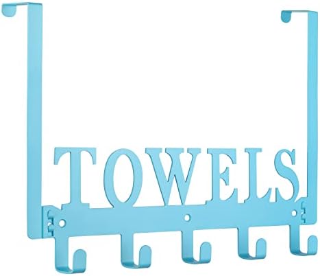 Kuhome Over The Door Towel Holder - Hooks & Rack for Bathroom, Robe & Beach Towels (Blue) by Kuhome