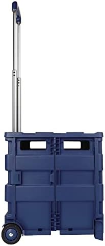 Office Depot Mobile Folding Cart with Lid, 16in.H x 18in.W x 15in.D, Blue, 50803 - Image 3