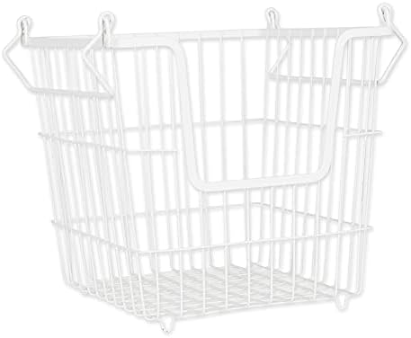 DII Metal Wire Utility Storage Bin, Large, 11x11x11", White - Image 2