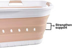 SAMMART 42L (11 gallon) Collapsible Plastic Laundry Basket - Foldable Pop Up Storage Container/Organizer - Space Saving Hamper/Basket (White/Beige) - Image 4