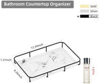 Dobbyby Vanity Tray Makeup Organizer Cosmetics Storage Bathroom Skincare Organizer Countertop Display Rack in Dresser Stainless Steel Shelf Marble Print Ceramic Trays - Image 2