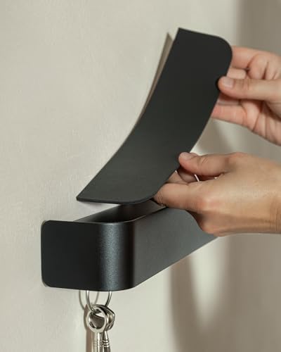 Kazai. Key Holder for Wall 'Tone' | Minimalist Key Hooks Design from Berlin | Modern Key Hanger with Metal Shelf | Key Hook Wall Mounted as Hallway Furniture | Black - Image 5