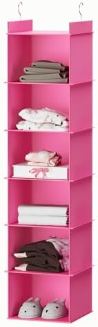 YOUDENOVA Hanging Closet Organizer, Closet Organizers and Storage, Pink | 6-Shelf Hanging Clothes Organizer with Waterproof Oxford Fabric, Ideal for Dorm Room Essentials, Clothes & Shoes by YOUDENOVA