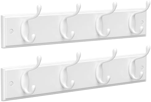 SONGMICS Wall-Mounted Coat Racks, Set of 2, 8 Dual Metal Hooks by Unknown
