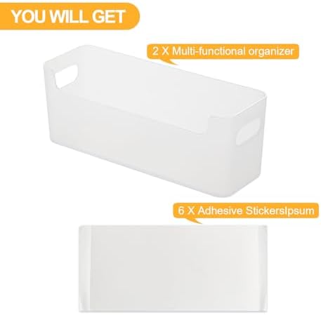 2 Pack Cabinet Organizer Storage, Adhesive Over Cabinet Door Organizer, No Drilling Space Saver Plastic Storage Containers Multi-Use for Kitchen Bathroom Office Bedroom, Translucent - Image 2