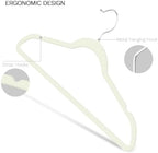 Ivory Velvet Hangers 20 Pack, Slim Space Saving Suit Hangers for Closet Organizer, Rotating Silver Hook, Non Slip Clothes Felt Hanger Heavy Duty for Coat,Shirt, Pants, Camisole, Dress - Image 4