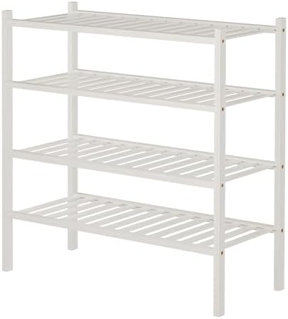 ROMGUAR CRAFT 4 Tier Bamboo Shoe Rack for Closet Free Standing Wood Shoe Shelf for Entryway Small Space Stackable 27"x11"x26" (White) - Image 6