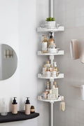 shuang qing 360° Rotating Corner Shower Caddy Tension Pole Organizer, White by SHUANGQING