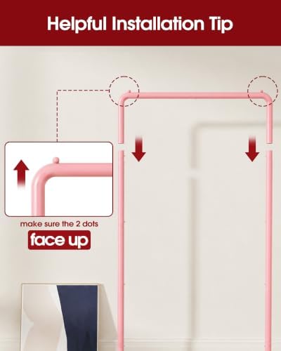 Sakugi Clothes Rack - Clothing Rack with Storage Mesh Shelf & Casters, Heavy-Duty Metal Clothing Rack for Hanging Clothes, Dresses, Coats, Large Load Capacity, Easy Assembly, Pink, 28.0"x16.9"x59.0" - Image 3