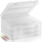 4-Pack Art & Craft Organizer Storage Case - Semi Transparent Stackable Plastic Craft Storage Container, Project Organizer Box Paper Custom Size Fit 8.5 x 11 Paper & More 12.4 x 10.8 x 1.7 In - Image 2