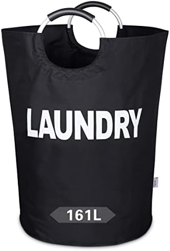 Oversized Laundry Basket, Huge Laundry Hamper Bag with Handles, 160L Black by SweetMemoLiving