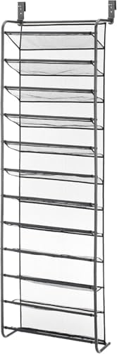 Whitmor 36 Pair Over the Door Shoe Rack, 12 Tier Hanging Shoe Organizer, Heavy Duty Metal & Mesh Shoe Holder, Hanging Shoe Rack for Closet Organizer & Storage, 69" L x 21.7" W x 7.5" H, Gunmetal Gray - Image 5