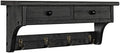 Emfogo Wood Coat Hooks Wall Mounted, Rustic Style with 4 Hooks & Shelf for Entryway, Mudroom, Bedroom, Kitchen, Bathroom (Black) by Emfogo