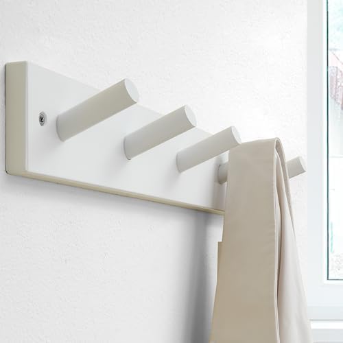 SKOLOO Coat Rack Wall Mount 17 inch, 5 Hooks, Bamboo, Shaker Style, White - Image 2
