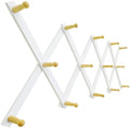 SKOLOO Hat Rack for Wall with 14 Hooks, Solid Wooden, Modern, Expandable Coat Rack Wall Mount for Coats, Hats, Bags, Baseball Caps, Natural on White by SKOLOO