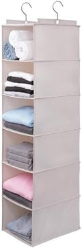 Large Hanging Sweater Organizer for Closet,Collapsible 6-Shelf Hanging Closet Shelves with Drawers, Washable (Beige -6 Shelf) by Unknown