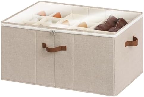 StorageWorks 24-Pair Large Shoe Storage Box, Adjustable Dividers, Taupe by StorageWorks