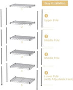 SINGAYE Metal Shelves Wire Shelving Storage Standing Adjustable Shelf Unit - Image 4