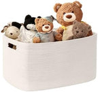 45L Small Woven Laundry Basket Hamper with Handles, White by SunNewt