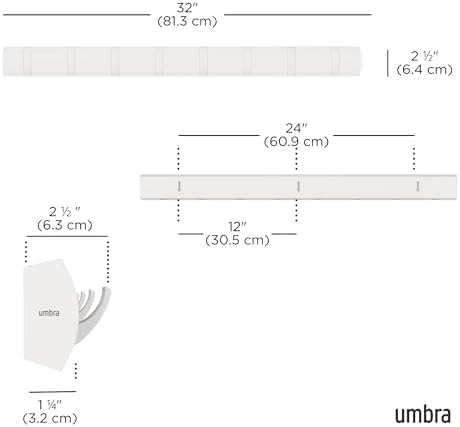 Umbra Flip Coat Rack, Wall Mount 8-Hook, Space Saving, White/Nickel - Image 3
