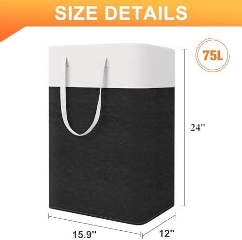 TasticTotes Laundry Basket 3-Pack, Laundry Hamper, 75L-Black - Image 2