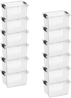 Superio 1.4 Quart Mini Clear Plastic Storage Container with Lid, Stackable Small Organizer Box for Crayons, Art Supplies, Beads, Sewing, Stationery & Food Storage, 12 Pack by Superio