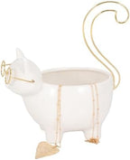 Ceramic Kitty Trinket Dish for House Decor Styling - Jewelry Tray for Coffee Table, Bed, Bathroom Vanity, and Home - Decorative Tray for Centerpiece Table and Jewelry Dish - 8", White & Gold - Image 5