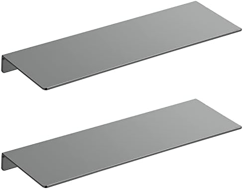 Danpoo 16 inch Gray Metal Floating Shelves for Wall Organizer & Storage, Display Shelves for Bathroom, Living Room, Kitchen, Bedroom(2-Pack) by Danpoo-ForYourHome