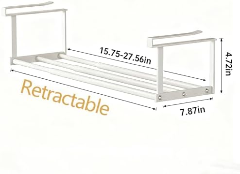 Under-Shelf Expandable Shoe Rack Organizer, White Metal, 40-70cm Width Adjustable, Cabinet Storage for Closet，Retractable Shoe Rack Organizer，Expandable（3 Pcs） - Image 2