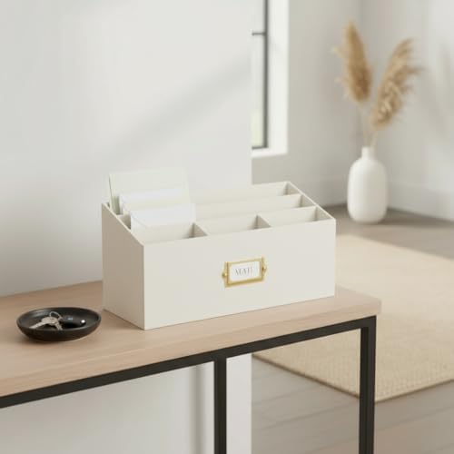 KIBAGA Stylish Linen Mail Organizer for Your Countertop – Easily Organizes Pens, Mail & More in Spacious Compartments on Any Desktop – The Perfect Desk Sorter for Paper & Office Essentials - Image 7