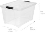 IRIS USA 54 Qt Stackable Plastic Storage Bins with Lids, 12 Pack - BPA-Free, Made in USA - See-Through Organizing Solution, Latches, Durable Nestable Containers, Secure Pull Handle - Clear - Image 3