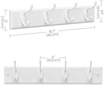 SONGMICS Wall-Mounted Coat Racks, Set of 2, 8 Dual Metal Hooks - Image 5