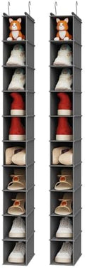 MAX Houser 10-Shelf Hanging Shoe Shelf Organizer for Closet,2 Pack Grey | Foldable Hanging Shoe Storage Shelf with 2 Metal Hooks, Space Saving Storage for Narrow Space by MAXHouser