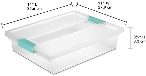 Sterilite Clip Box, Stackable Small Storage Bin with Latching Lid, Plastic Container to Organize Office, Crafts, Clear Base and Lid, Large, 1-Pack | Plastic Container to Organize Office, Crafts, Clear Base and Lid, Large, 1-Pack - Image 2