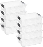 Superio Storage Bins with Lids, Clear Plastic Containers for Organizing, Stackable Totes, BPA Free, Odor Free, Organizer Boxes for Home, and Dorm (8 Pack, 22.75 Qt) by Superio