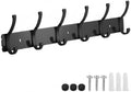 Wall Mount Coat Rack 1 Pack, Black Coat Hooks Hanger with 6 Double Hooks by Dntorx