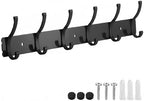 Wall Mount Coat Rack 1 Pack, Black Coat Hooks Hanger with 6 Double Hooks by Dntorx