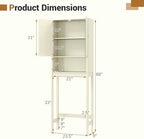 GIANTEX Over The Toilet Storage Cabinet, Bathroom Organizer w/Fluted Doors, Adjustable Shelf&Bottom Bar, Open Storage Cube, Space-Saving Above Toilet Storage Cabinet for Laundry (Cream White) - Image 2