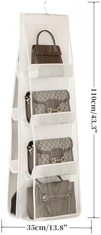 HAN SHENG 8-Pocket Clear Hanging Organizer, Handbag Storage, White, 2 Pack - Image 2