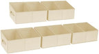 DIMJ Closet Storage Bins, 5 Pack Storage Baskets for Shelves, Foldable Closet Organizer with Handle, Linen Closet Organizers and Storage for Clothes, Toys, Towel, Books (Beige) by DiMJ