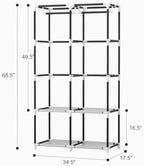 VTRIN Portable Closet Wardrobe Closet for Hanging Clothes with 4 Storage Shelves, 2 Hanging Rods and 6 Pockets, Stable and Easy Assembly Clothes Rack with Cover Free Standing Closet White - Image 3