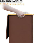 SpaceAid Laundry Hamper with Lid, 110L Large Tall Clothes Basket Bin with Bamboo Handles, Collapsible Laundry Hamper for Bedroom, Bathroom, Dorm, Laundry Room - Brown - Image 6