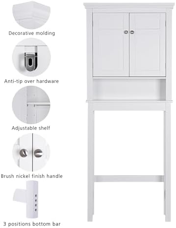 Spirich Over The Toilet Storage Cabinet, White Bathroom Organizer - Image 5