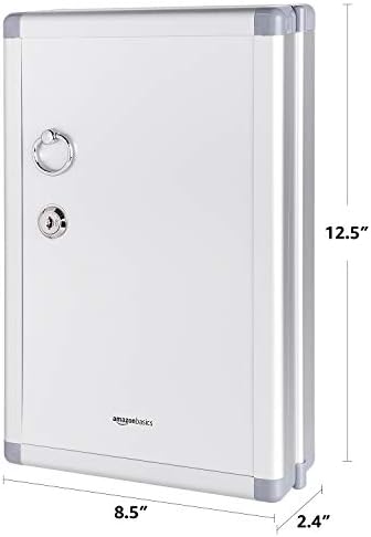 Amazon Basics Cabinet Key lock Box, Silver, 12.5"D x 8.5"W x 2.45"H - Image 3