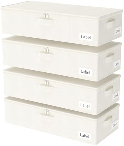 Yawinhe 27L UnderBed Storage Containers,4 Pack Closet Organizers,Beige by Yawinhe